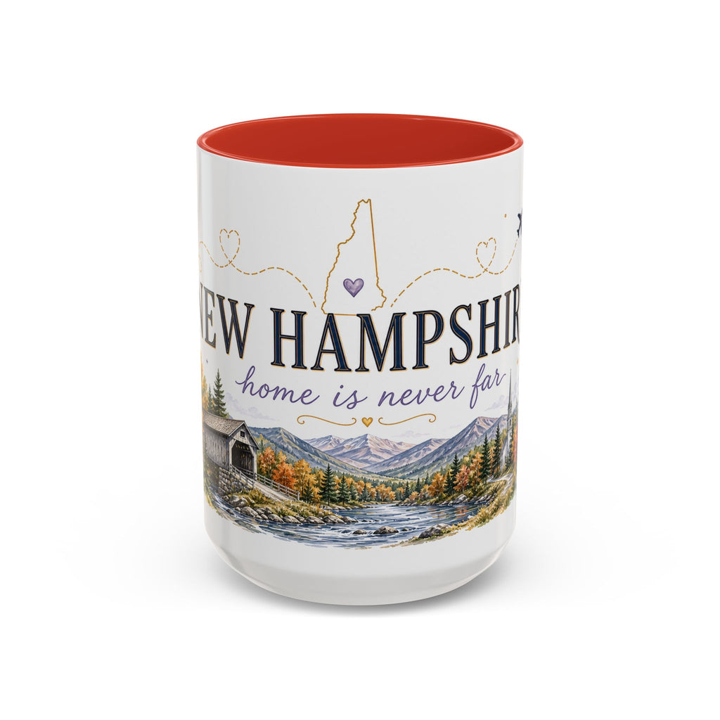 New Hampshire State Map Mug | Botanical Accents, Mountain Landscape Coffee Cup
