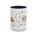 Floral Pumpkin Halloween Mug | Friendly Ghost Watercolor Gift | Accent Cup 11oz 15oz