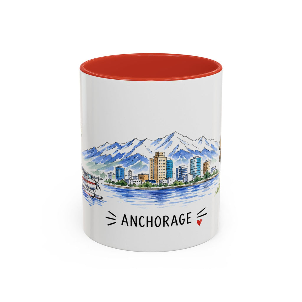 Anchorage Illustrated Travel Mug | City Souvenir Accent Coffee Mug | 11oz 15oz Ceramic Cup