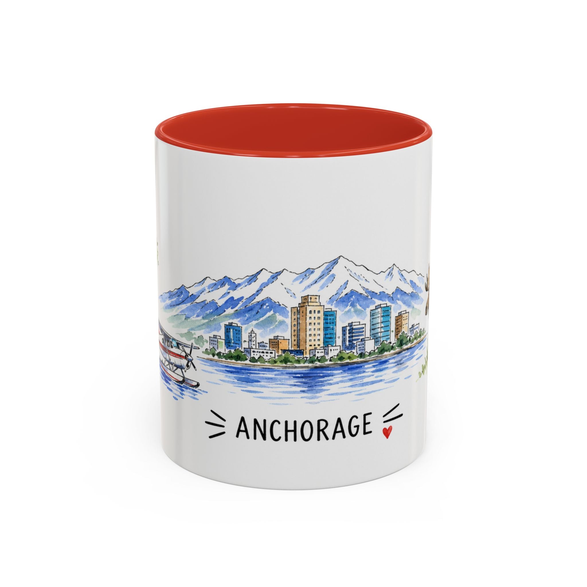 Anchorage Illustrated Travel Mug | City Souvenir Accent Coffee Mug | 11oz 15oz Ceramic Cup