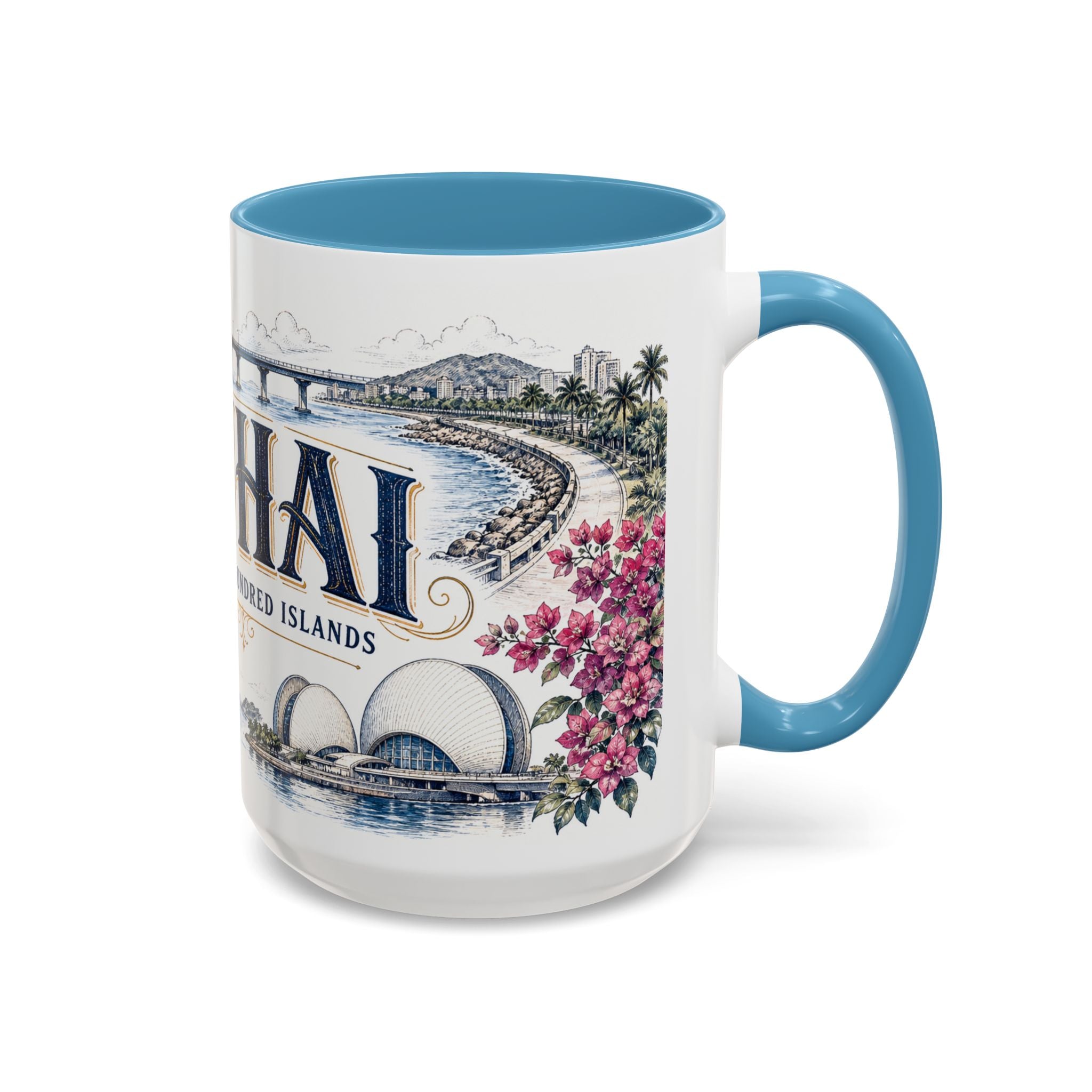 Zhuhai Coffee Mug | China Travel Souvenir | Vintage Illustrated City Gift | 11 oz 15 oz Accent Mug