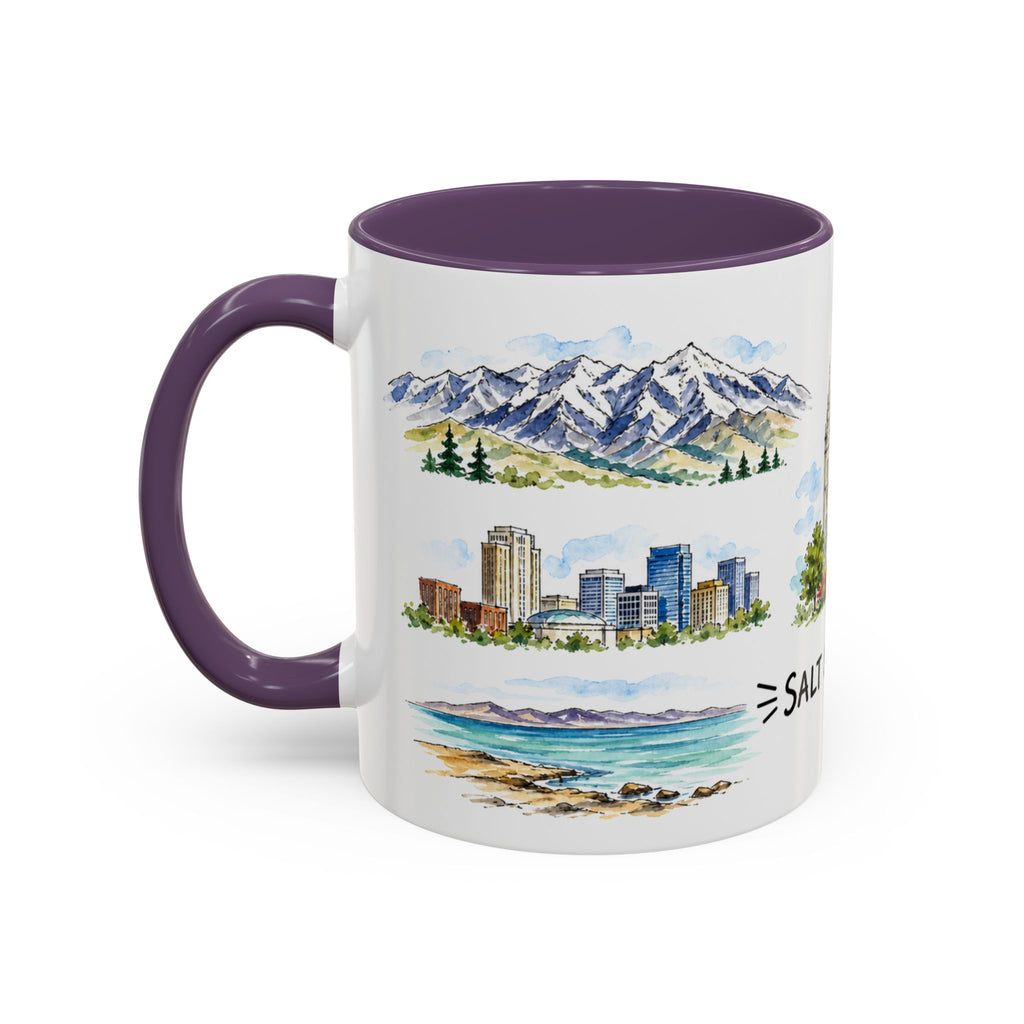 Salt Lake City Illustrated Travel Mug | City Souvenir Accent Coffee Mug | 11oz 15oz Ceramic Cup