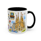Barcelona Travel Mug | European City Souvenir Accent Coffee Mug | 11oz 15oz Ceramic Cup