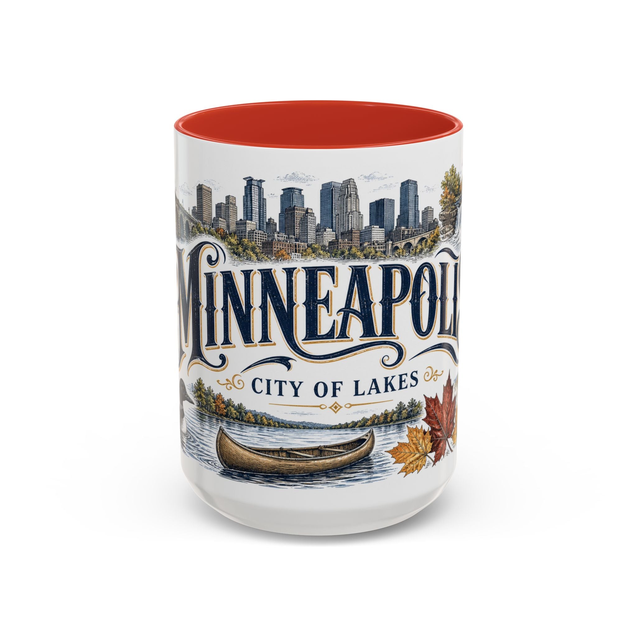 Minneapolis Coffee Mug | United States Travel Souvenir | Vintage Illustrated City Gift | 11 oz 15 oz Accent Mug