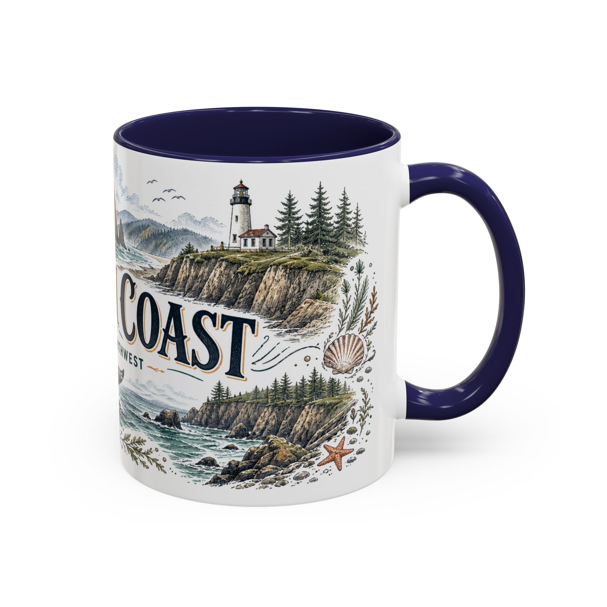 Oregon Coast Mug, Pacific Northwest Travel Souvenir, Bucket List Gift, Accent Ceramic Coffee Mug 11oz 15oz