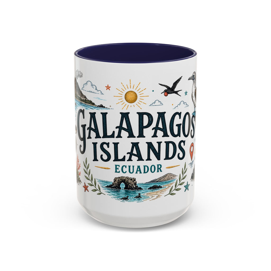 Galapagos Islands Coffee Mug | Travel Destination Souvenir Gift | Accent Color Ceramic 11oz 15oz