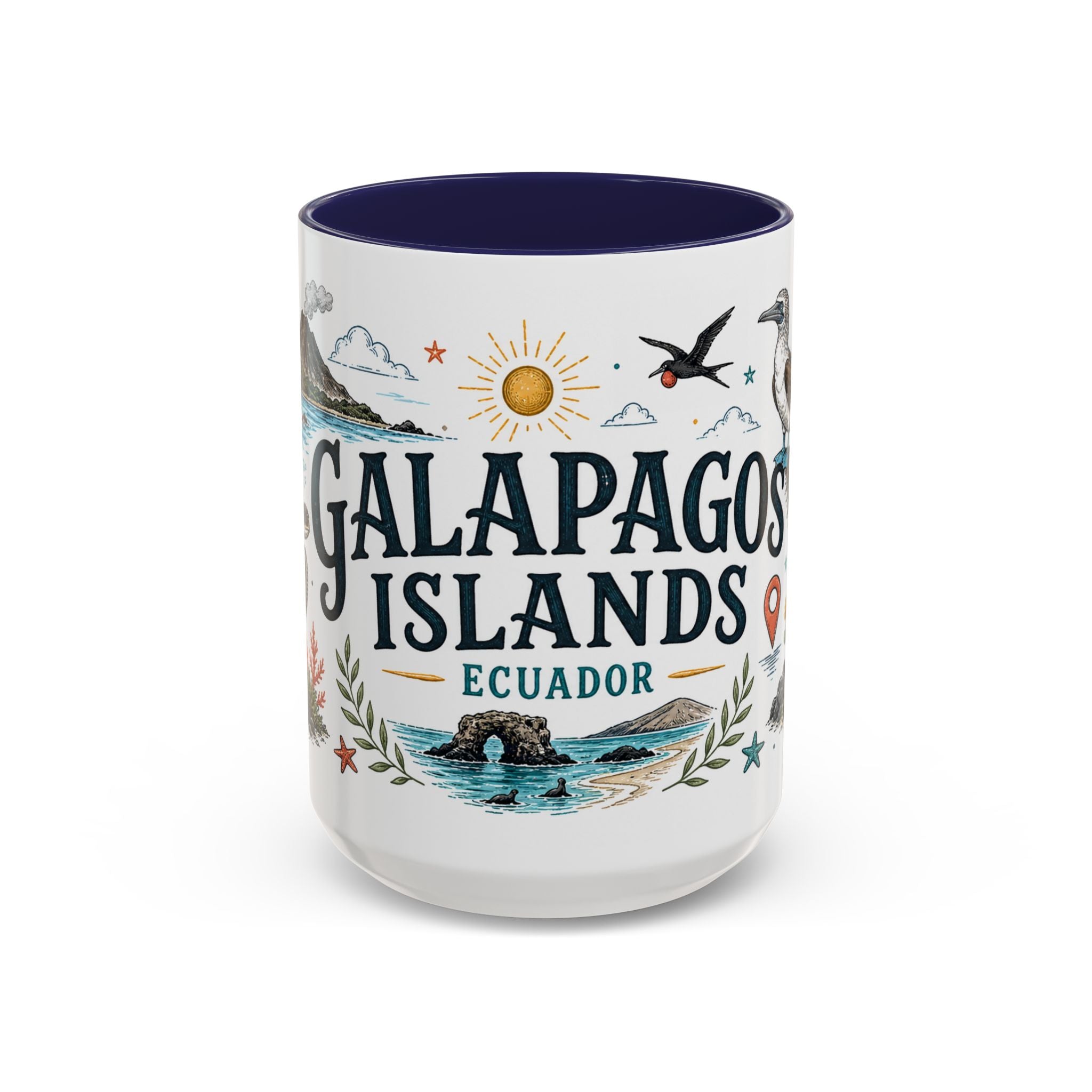 Galapagos Islands Coffee Mug | Travel Destination Souvenir Gift | Accent Color Ceramic 11oz 15oz