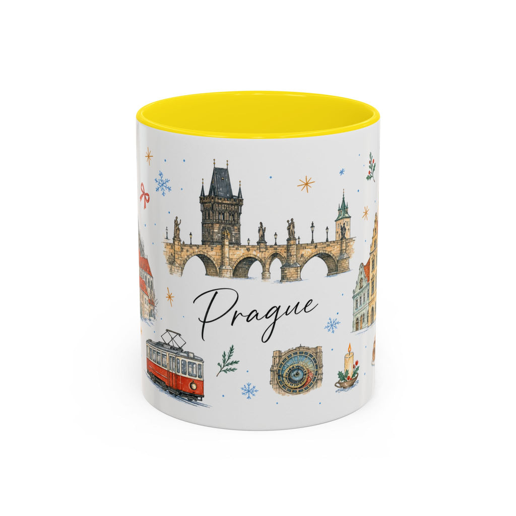 Prague Christmas Mug | Watercolor Travel Souvenir | Holiday Gift | Accent Ceramic Coffee Cup 11oz 15oz