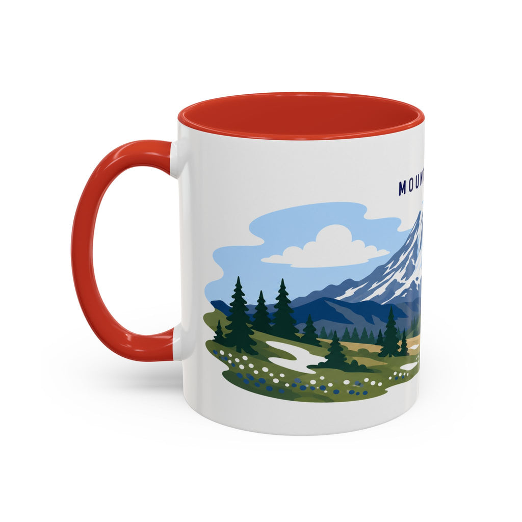 Mount Rainier National Park Coffee Mug | Solid Color Block Park Souvenir | 11oz 15oz Accent Mug
