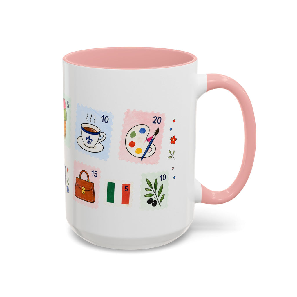 Florence Coffee Mug | Postage Stamp Collage Mug | Travel Souvenir Accent Cup 11oz 15oz