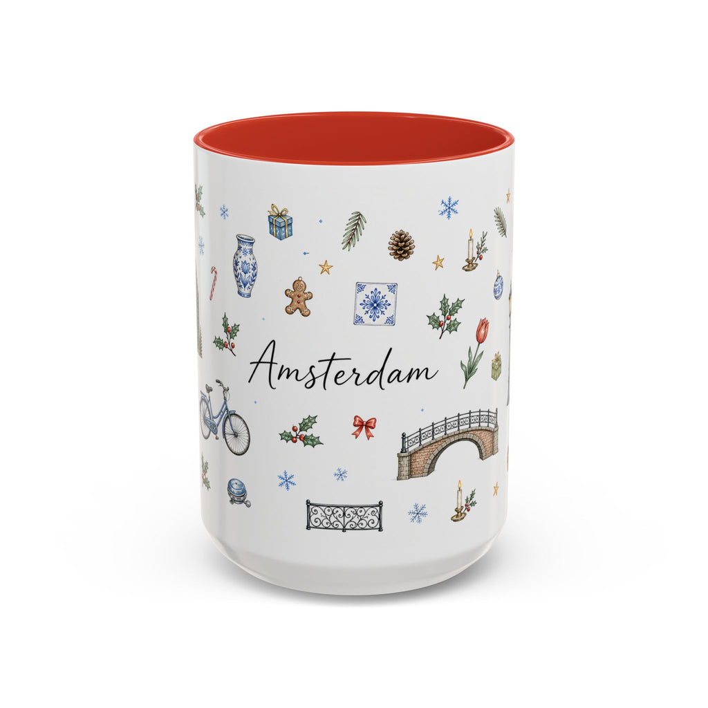 Amsterdam Christmas Watercolor Mug | Festive City Souvenir Coffee Cup