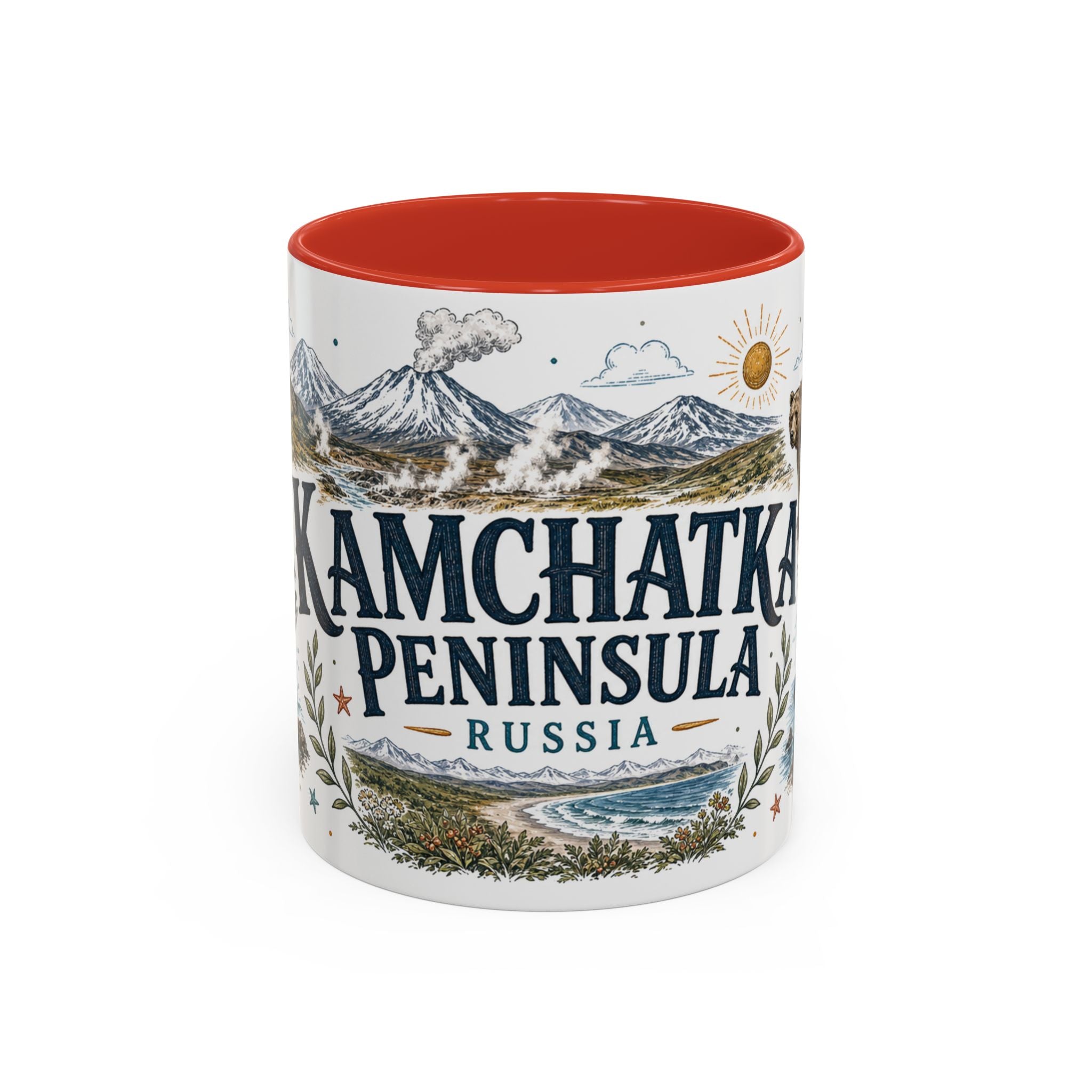 Kamchatka Peninsula Mug, Russia Travel Souvenir, Bucket List Gift, Accent Ceramic Coffee Mug 11oz 15oz