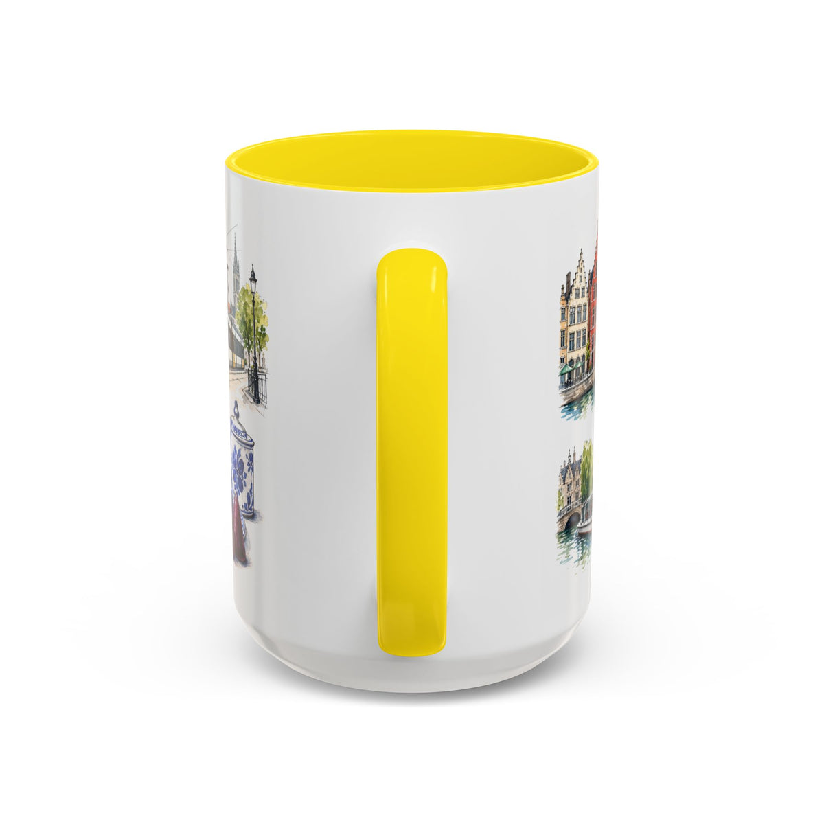 Ghent Illustrated Travel Mug | City Souvenir Accent Coffee Mug | 11oz 15oz Ceramic Cup