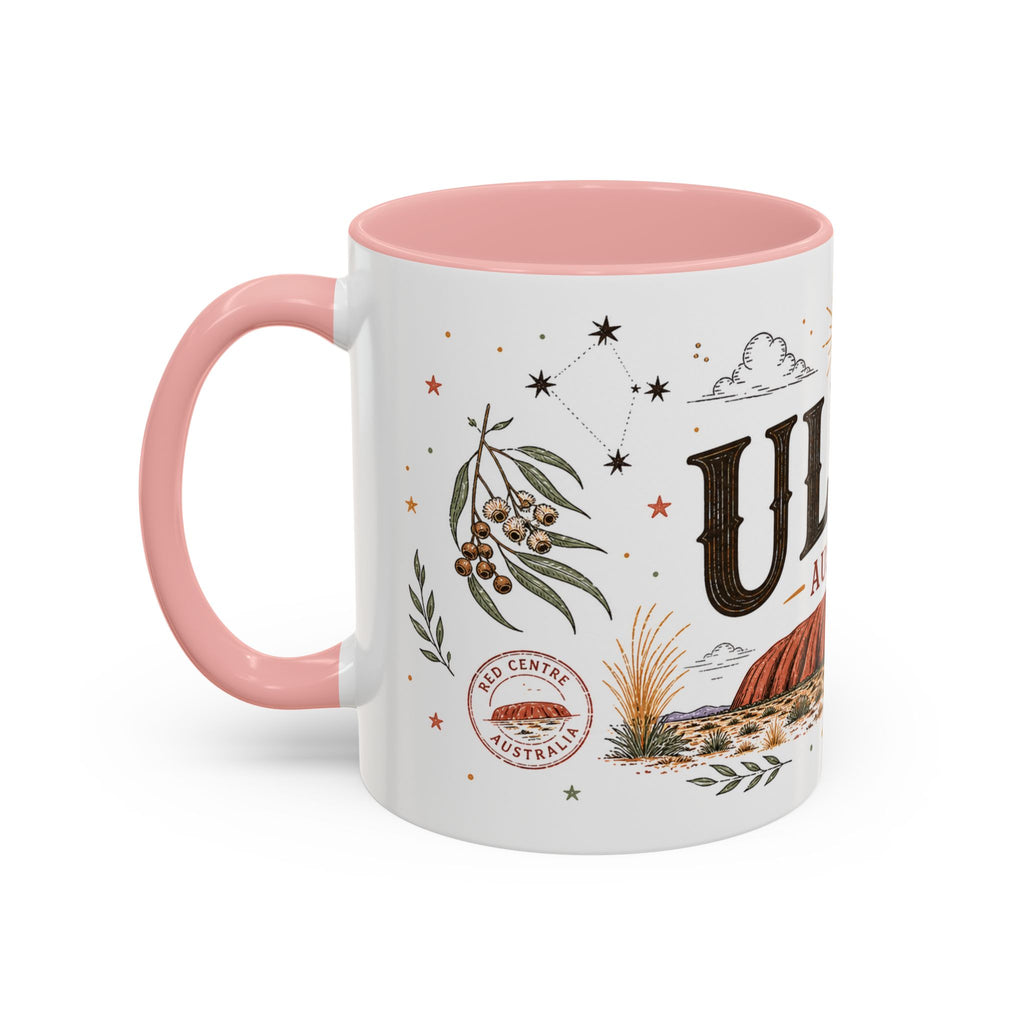 Uluru Coffee Mug | Travel Destination Souvenir Gift | Accent Color Ceramic 11oz 15oz