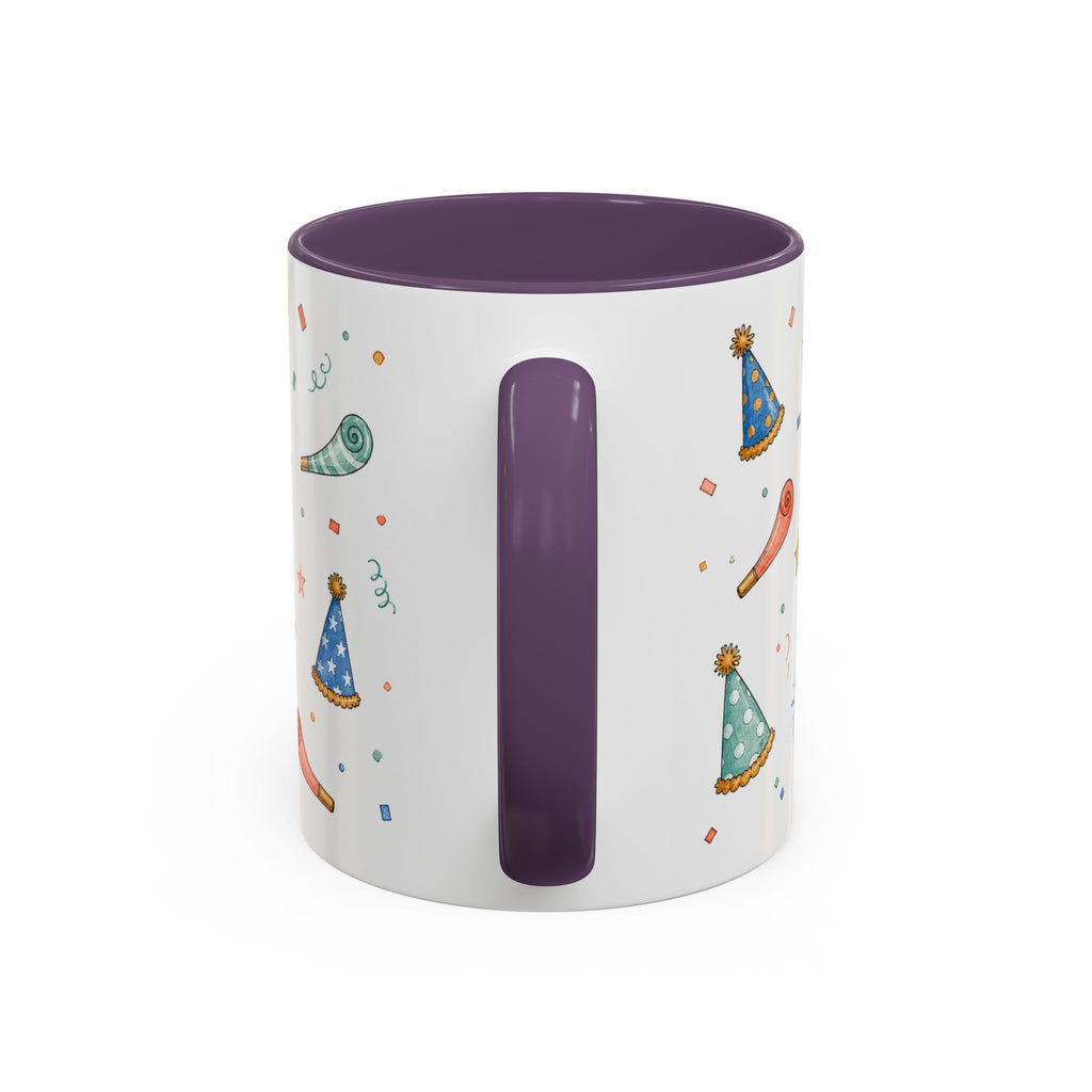 New Year Party Mug | Balloon Popper Watercolor Celebration Gift | Accent Cup 11oz 15oz