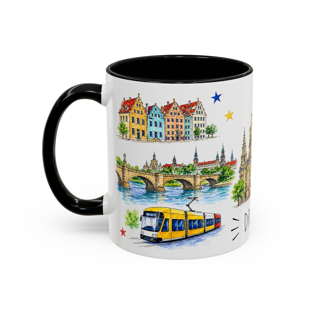 Dresden Illustrated Travel Mug | City Souvenir Accent Coffee Mug | 11oz 15oz Ceramic Cup