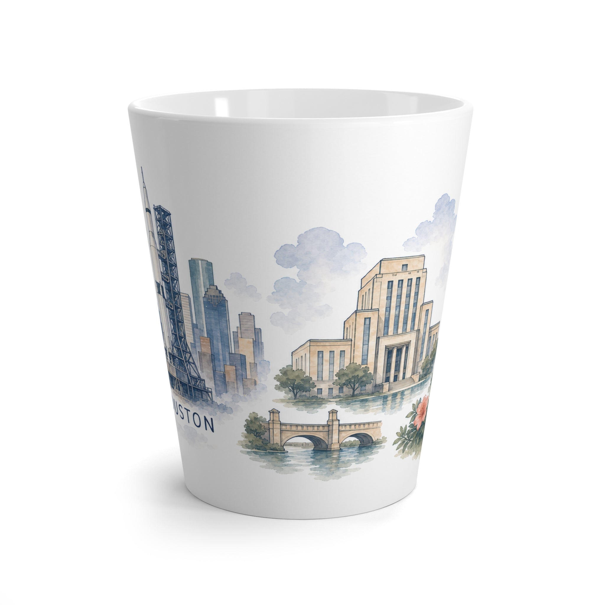 Houston Latte Mug | Watercolor City Travel Mug | 12 oz Ceramic Souvenir Gift