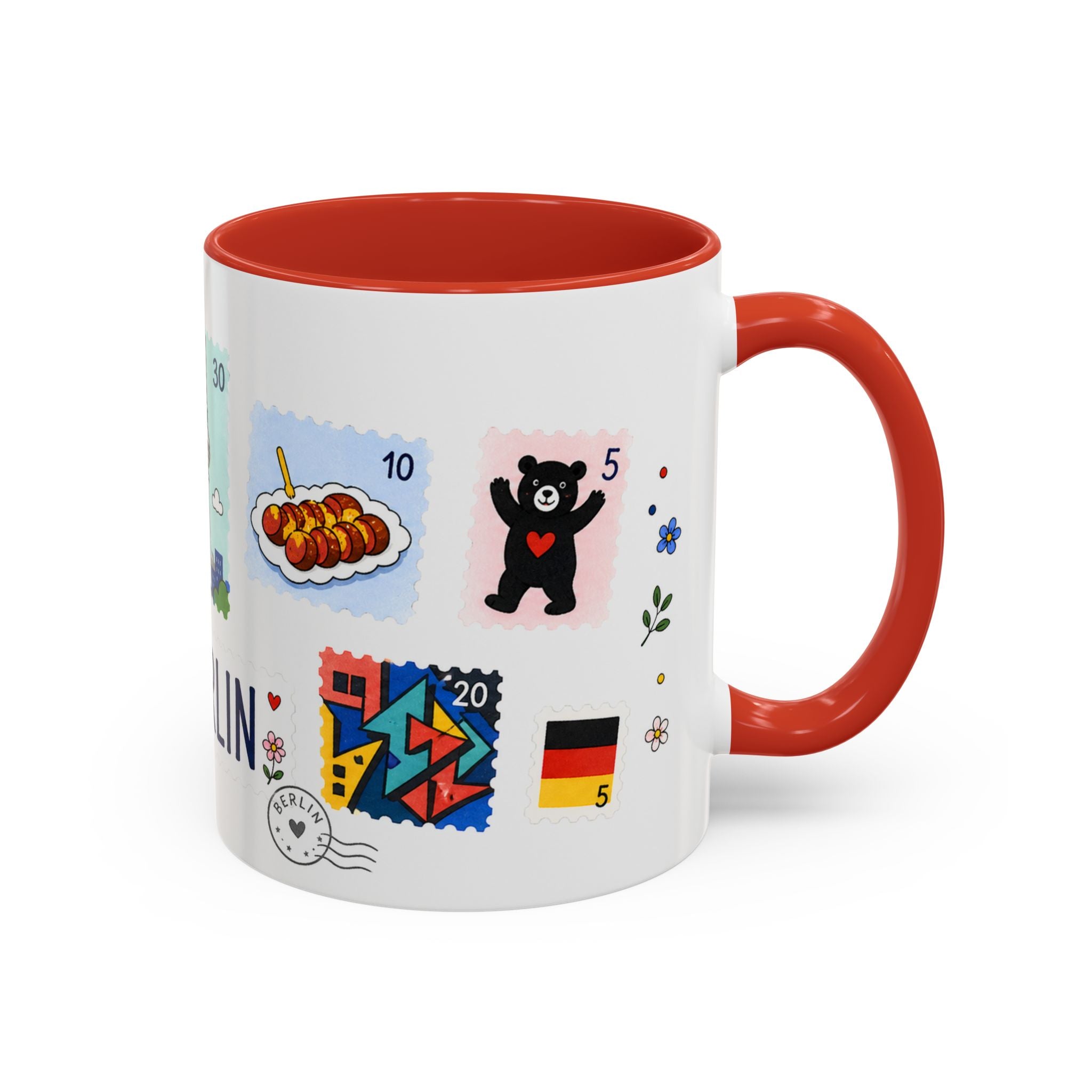 Berlin Coffee Mug | Postage Stamp Collage Mug | Travel Souvenir Accent Cup 11oz 15oz
