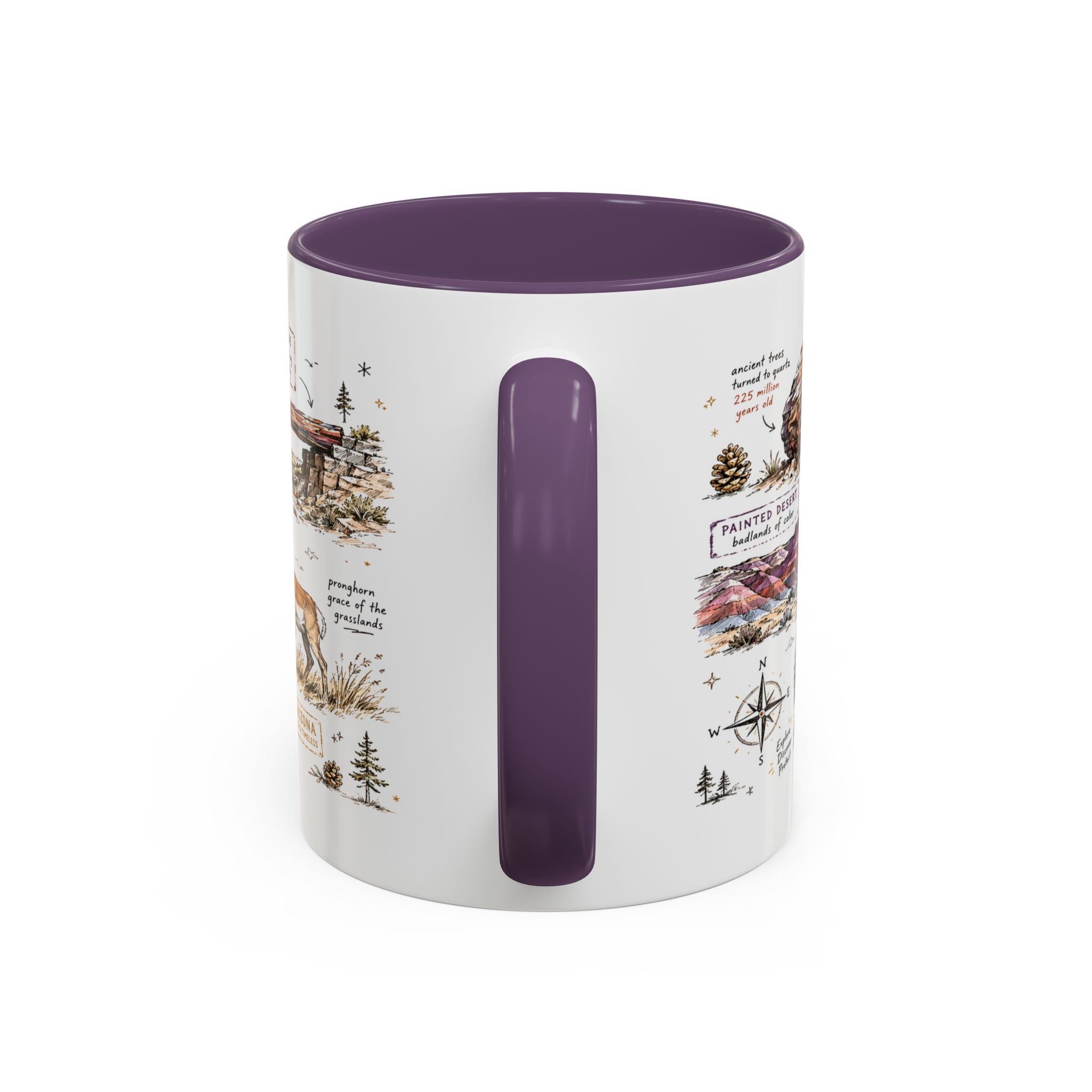 Petrified Forest National Park Coffee Mug | Arizona Painted Desert Fossil Gift | Accent Color Ceramic 11oz 15oz
