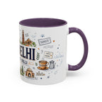New Delhi Coffee Mug | India Souvenir Travel Gift | Accent Color Ceramic 11oz 15oz