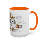New Delhi Coffee Mug | India Souvenir Travel Gift | Accent Color Ceramic 11oz 15oz