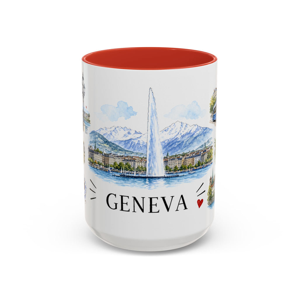 Geneva Illustrated Travel Mug | City Souvenir Accent Coffee Mug | 11oz 15oz Ceramic Cup