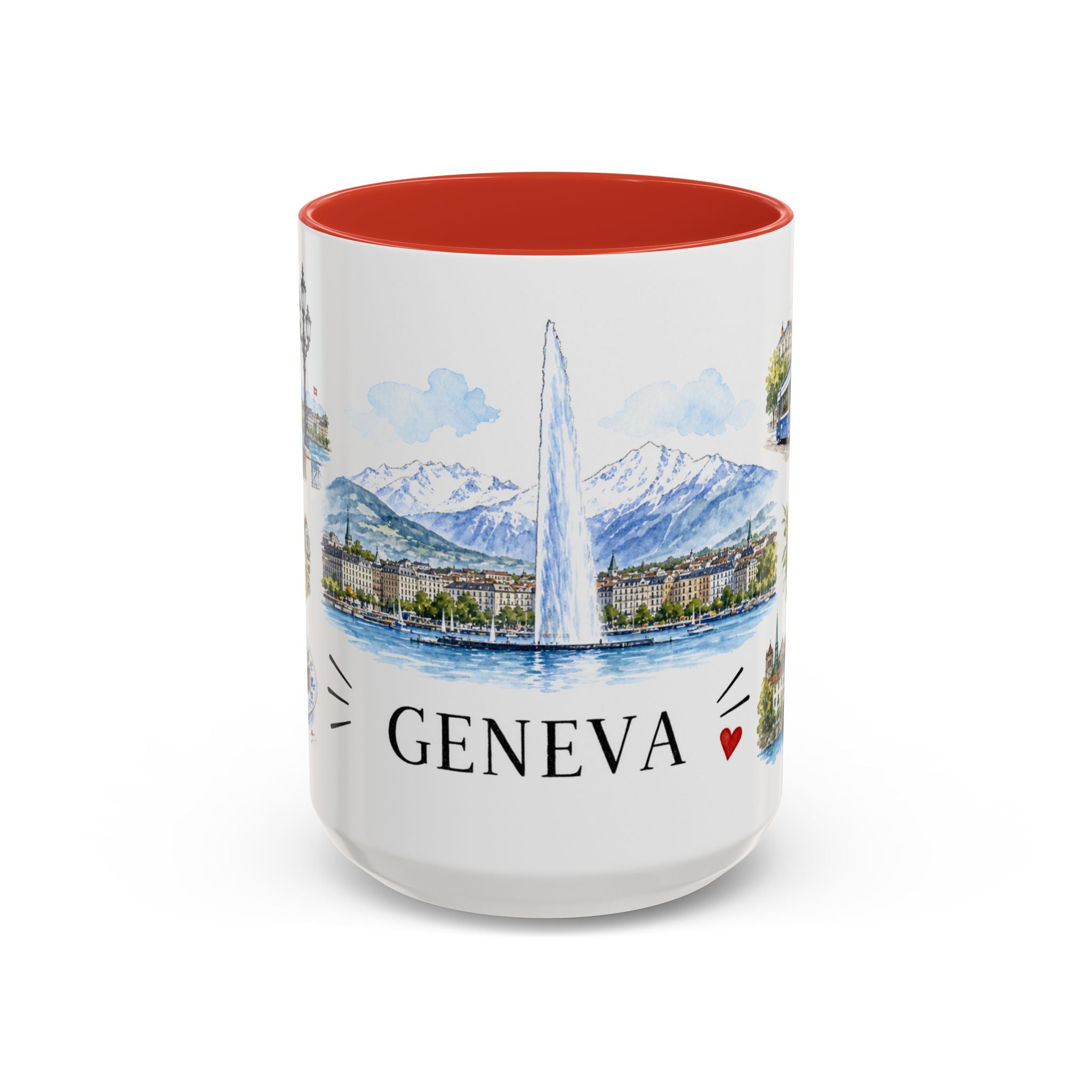Geneva Illustrated Travel Mug | City Souvenir Accent Coffee Mug | 11oz 15oz Ceramic Cup