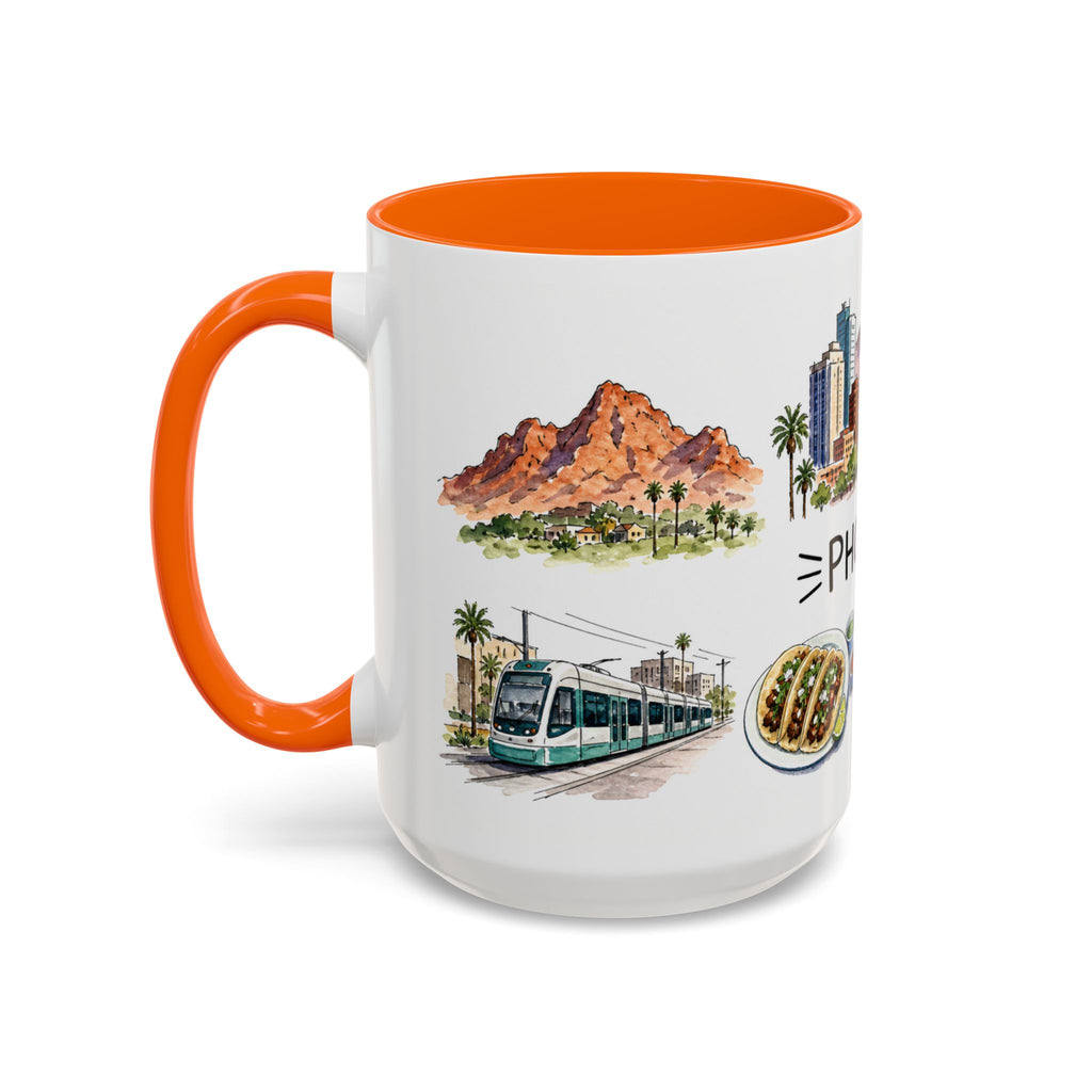 Phoenix Illustrated Travel Mug | City Souvenir Accent Coffee Mug | 11oz 15oz Ceramic Cup