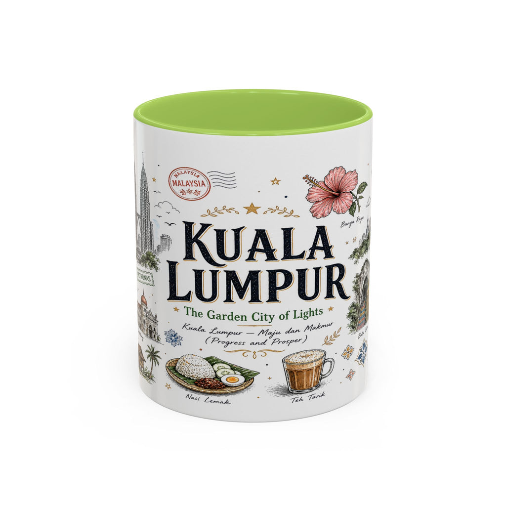Kuala Lumpur Coffee Mug | Malaysia Souvenir Travel Gift | Accent Color Ceramic 11oz 15oz