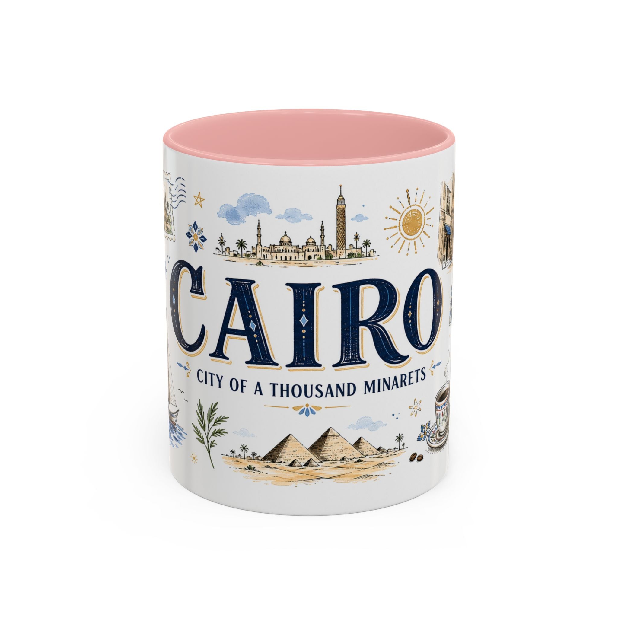 Cairo Coffee Mug | Egypt Souvenir Travel Gift | Accent Color Ceramic 11oz 15oz