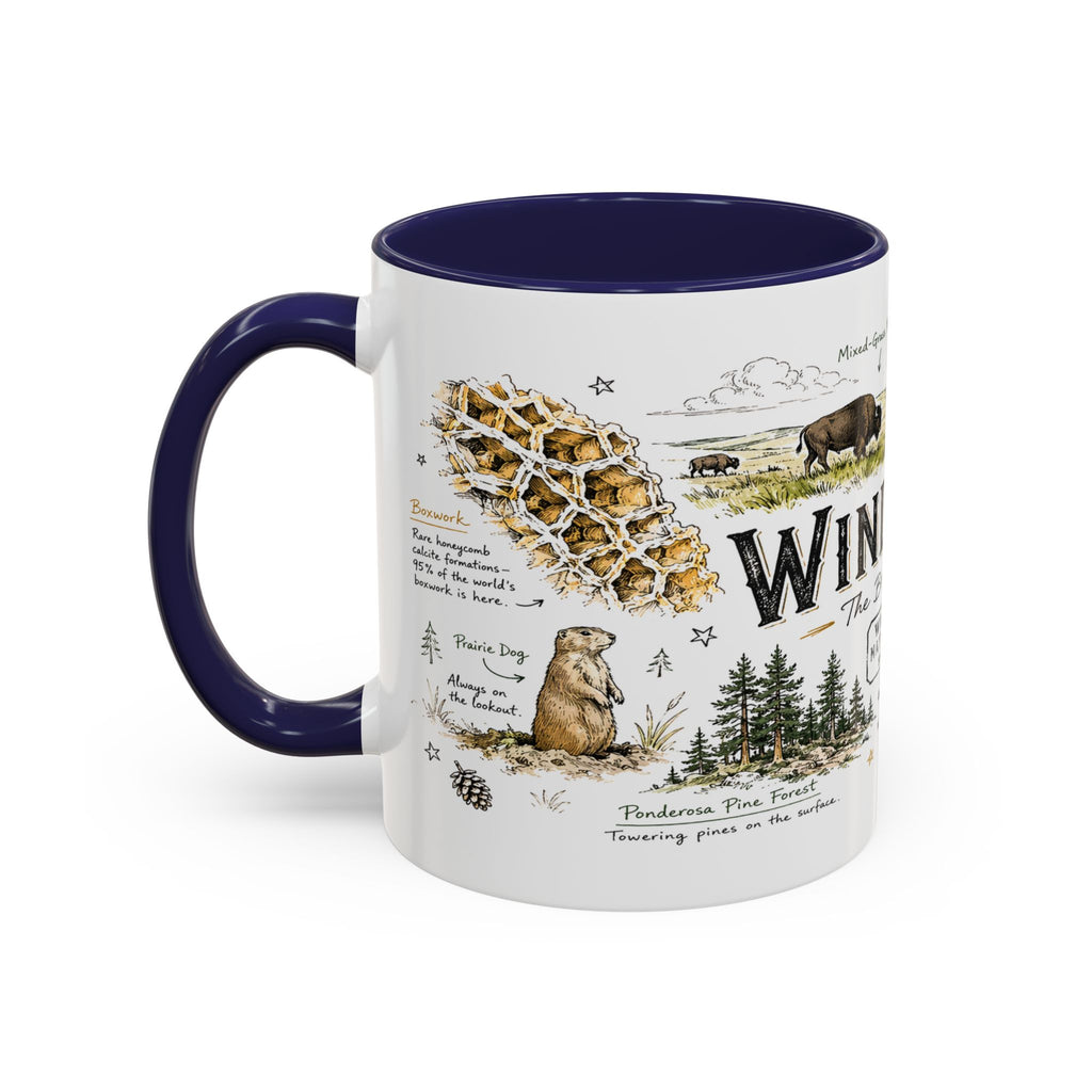 Wind Cave National Park Coffee Mug | South Dakota Cave Bison Prairie Gift | Accent Color Ceramic 11oz 15oz