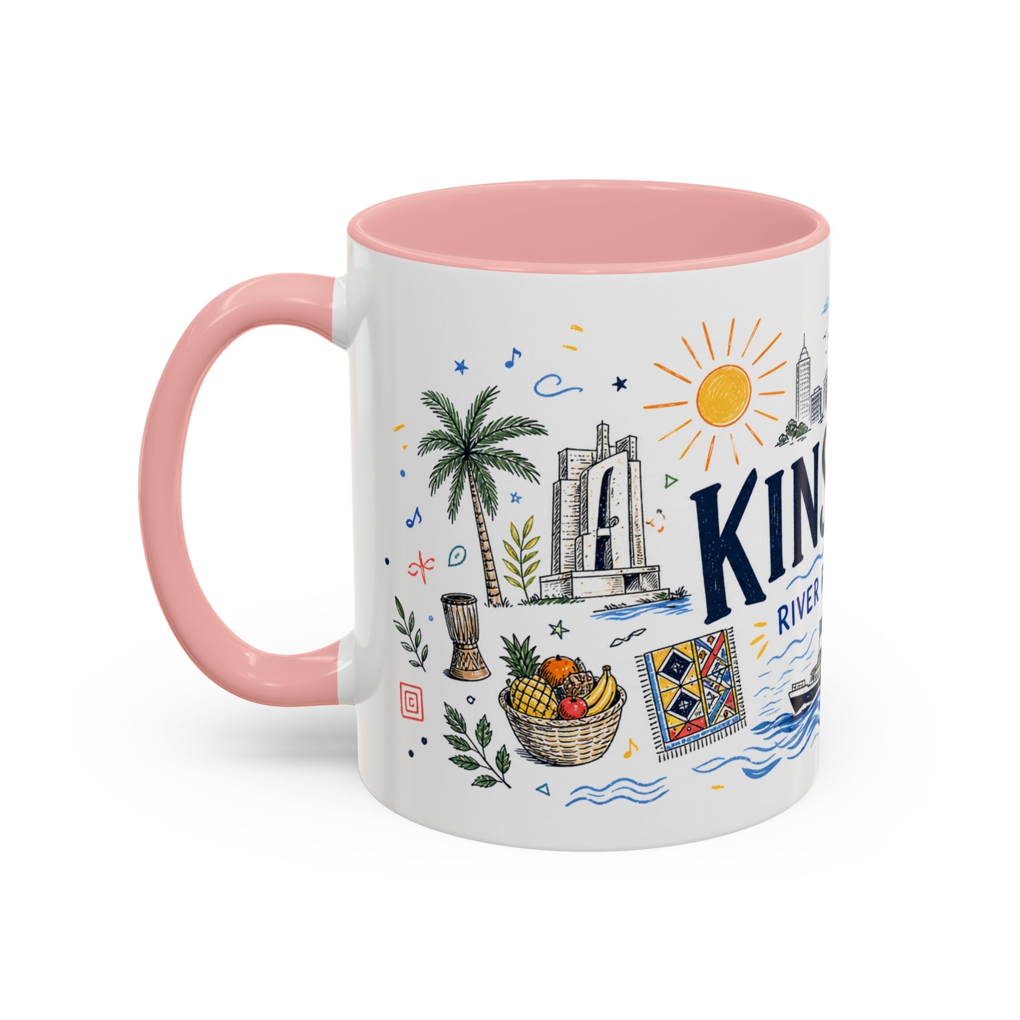 Kinshasa Coffee Mug | DR Congo Souvenir Travel Gift | Accent Color Ceramic 11oz 15oz