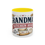 Grandma's Kitchen Hugs Coffee Mug | Gift From Grandkids | Accent Color Ceramic 11oz 15oz