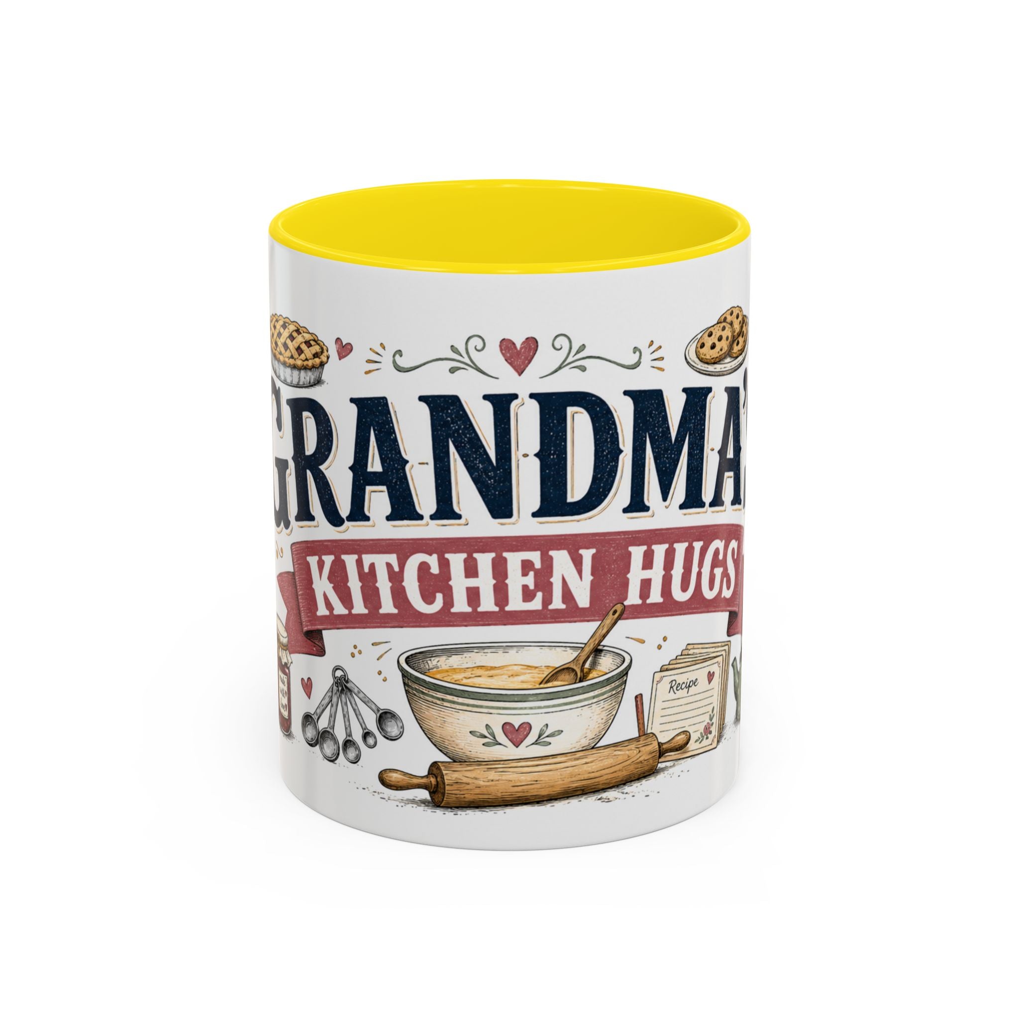 Grandma's Kitchen Hugs Coffee Mug | Gift From Grandkids | Accent Color Ceramic 11oz 15oz