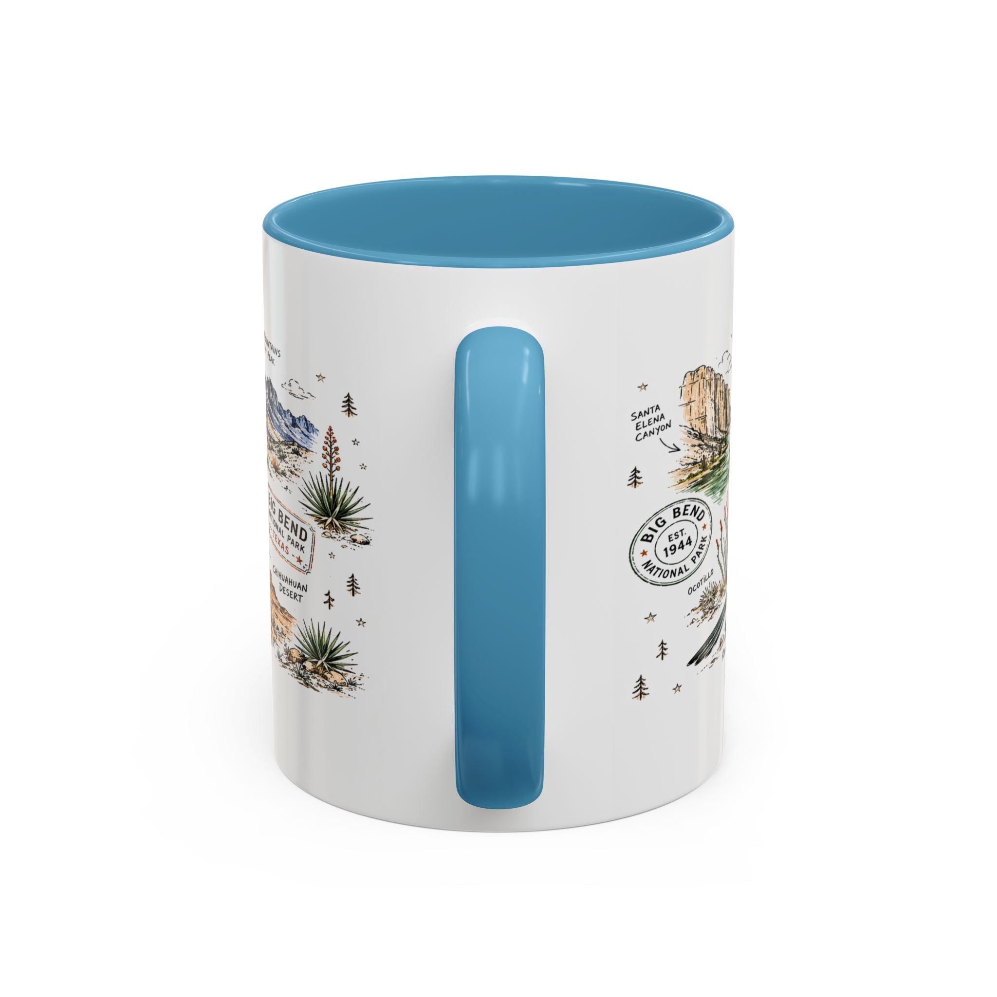 Big Bend National Park Coffee Mug | Texas Desert River Canyon Hiking Gift | Accent Color Ceramic 11oz 15oz