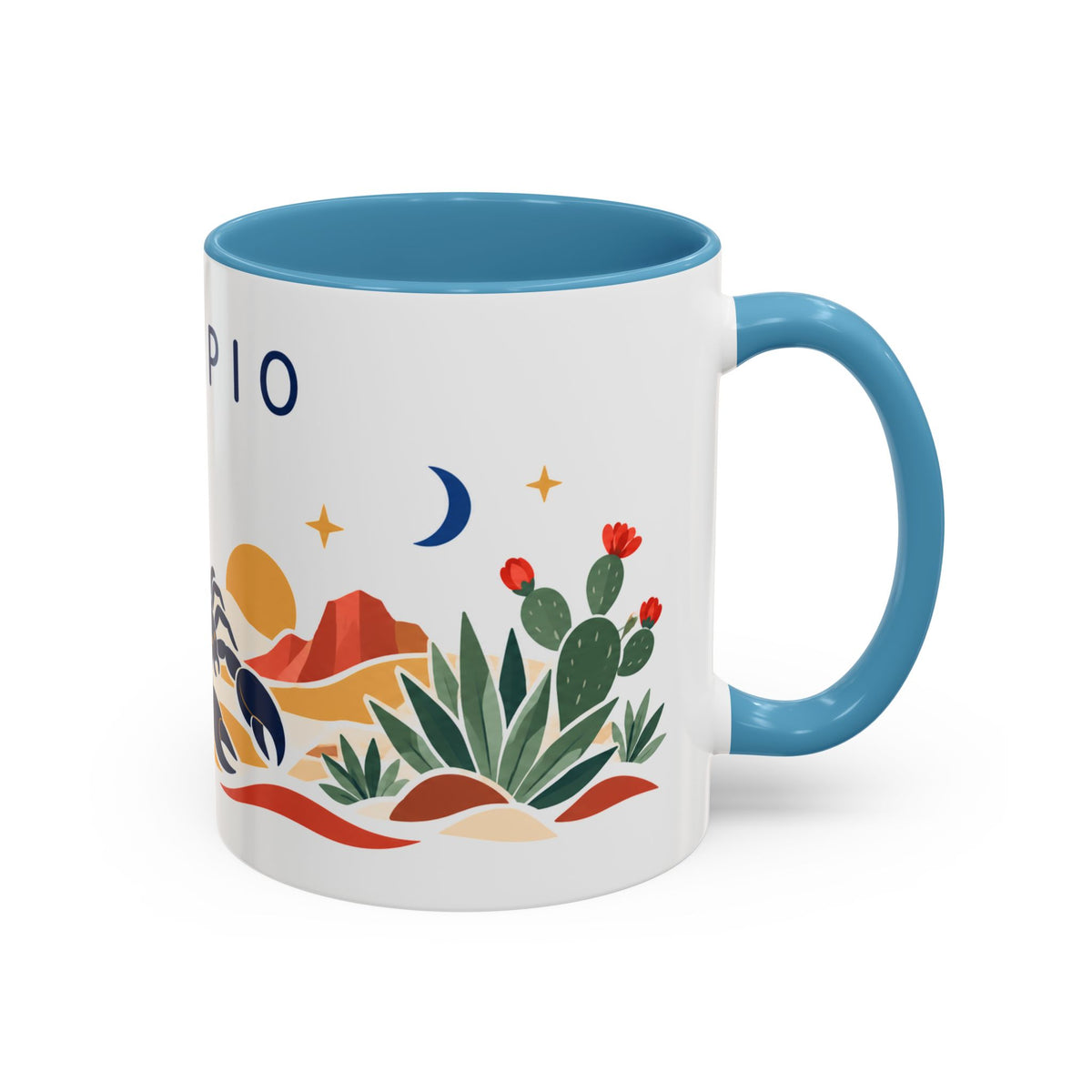 Scorpio Zodiac Coffee Mug | Scorpion and Desert Design | Astrology Birthday Gift | 11 oz 15 oz Ceramic Accent Mug