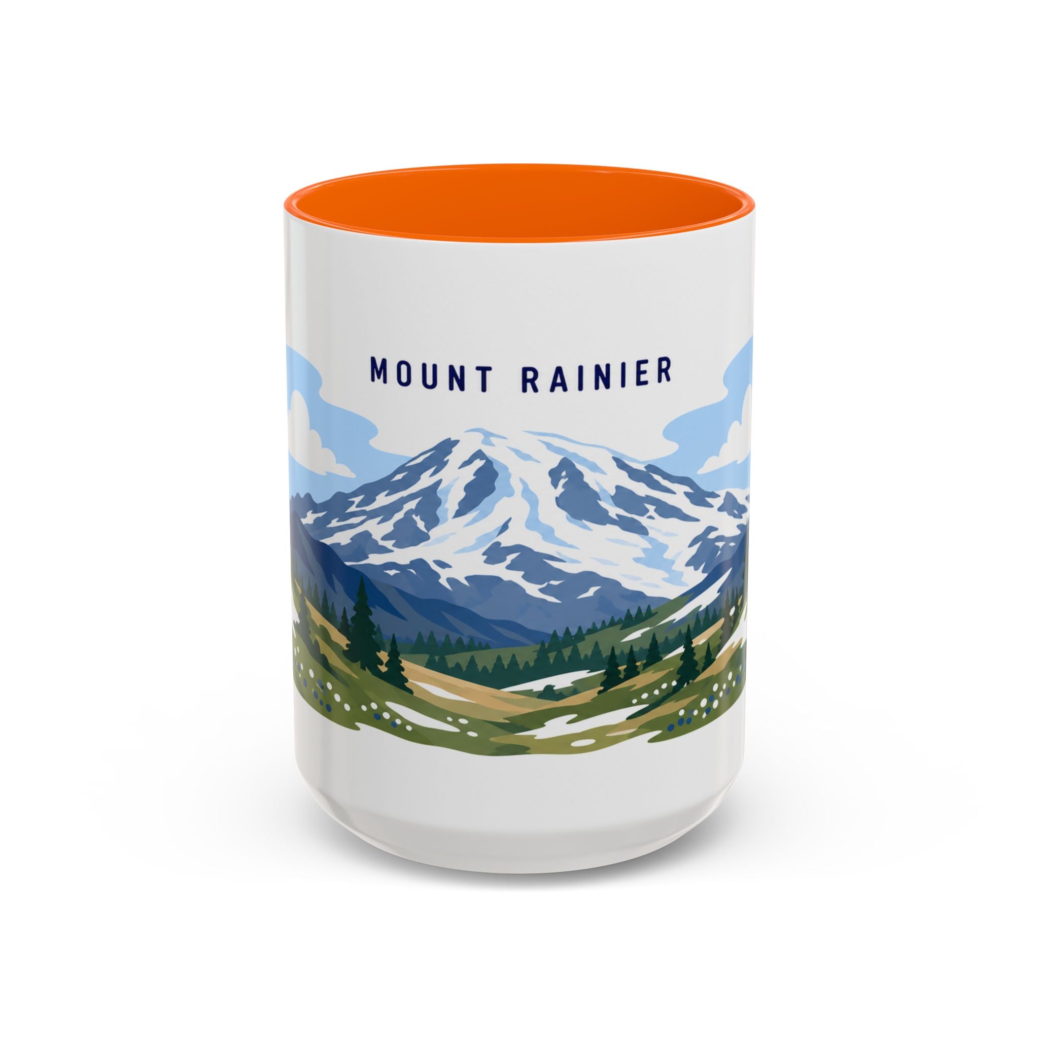 Mount Rainier National Park Coffee Mug | Solid Color Block Park Souvenir | 11oz 15oz Accent Mug