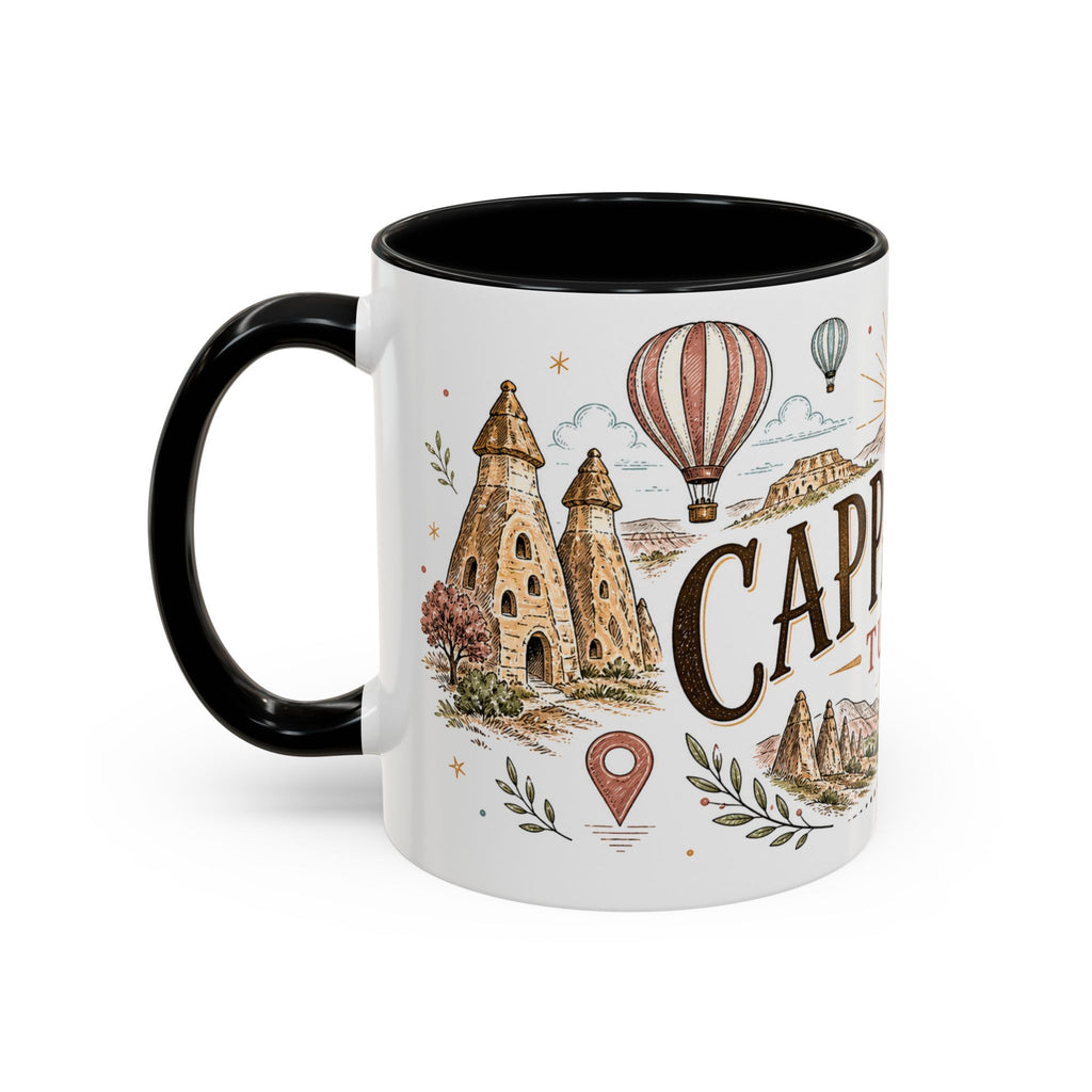 Cappadocia Coffee Mug | Travel Destination Souvenir Gift | Accent Color Ceramic 11oz 15oz