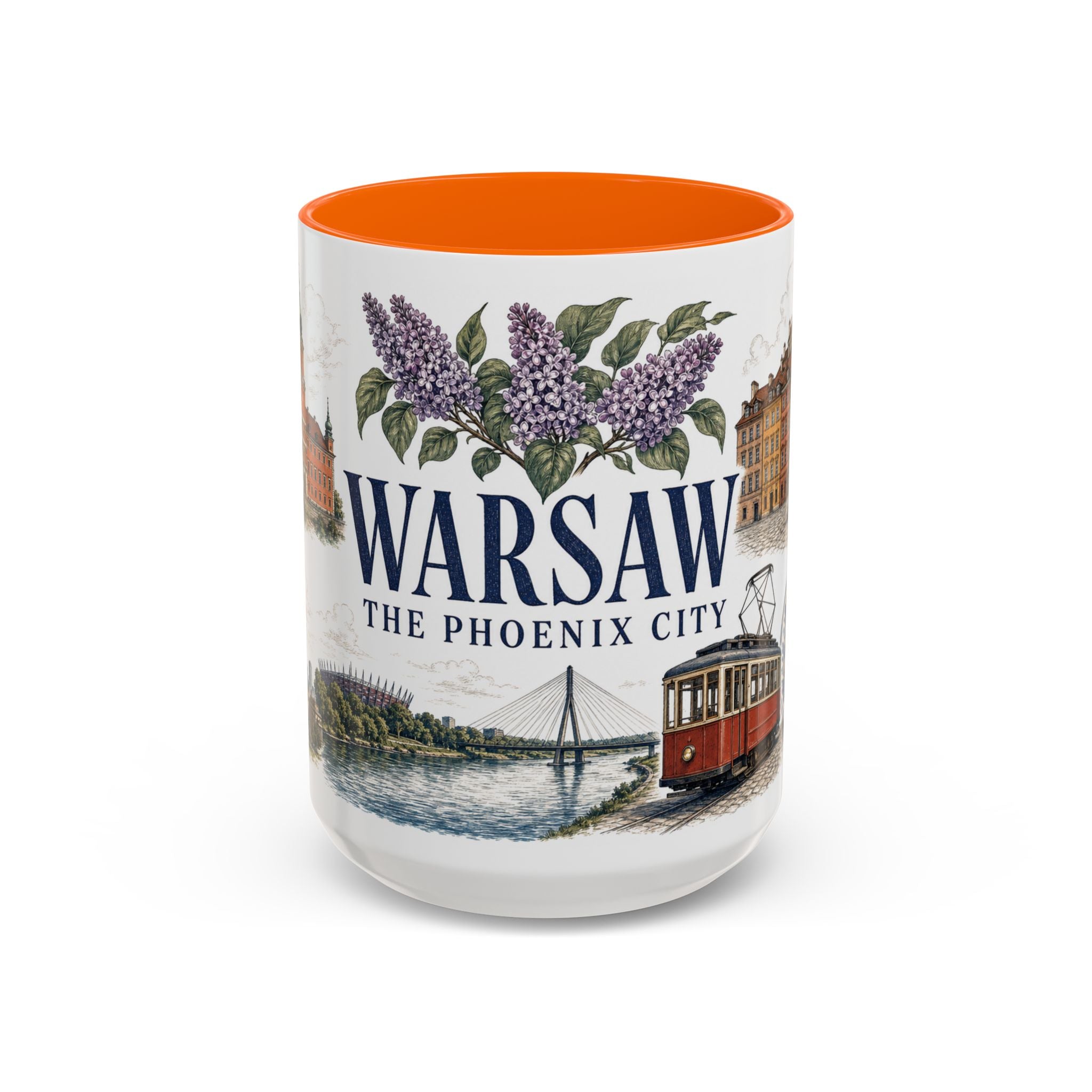 Warsaw Coffee Mug | Poland Travel Souvenir | Vintage Illustrated City Gift | 11 oz 15 oz Accent Mug