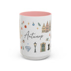 Antwerp Christmas Mug | Watercolor Travel Souvenir | Holiday Gift | Accent Ceramic Coffee Cup 11oz 15oz
