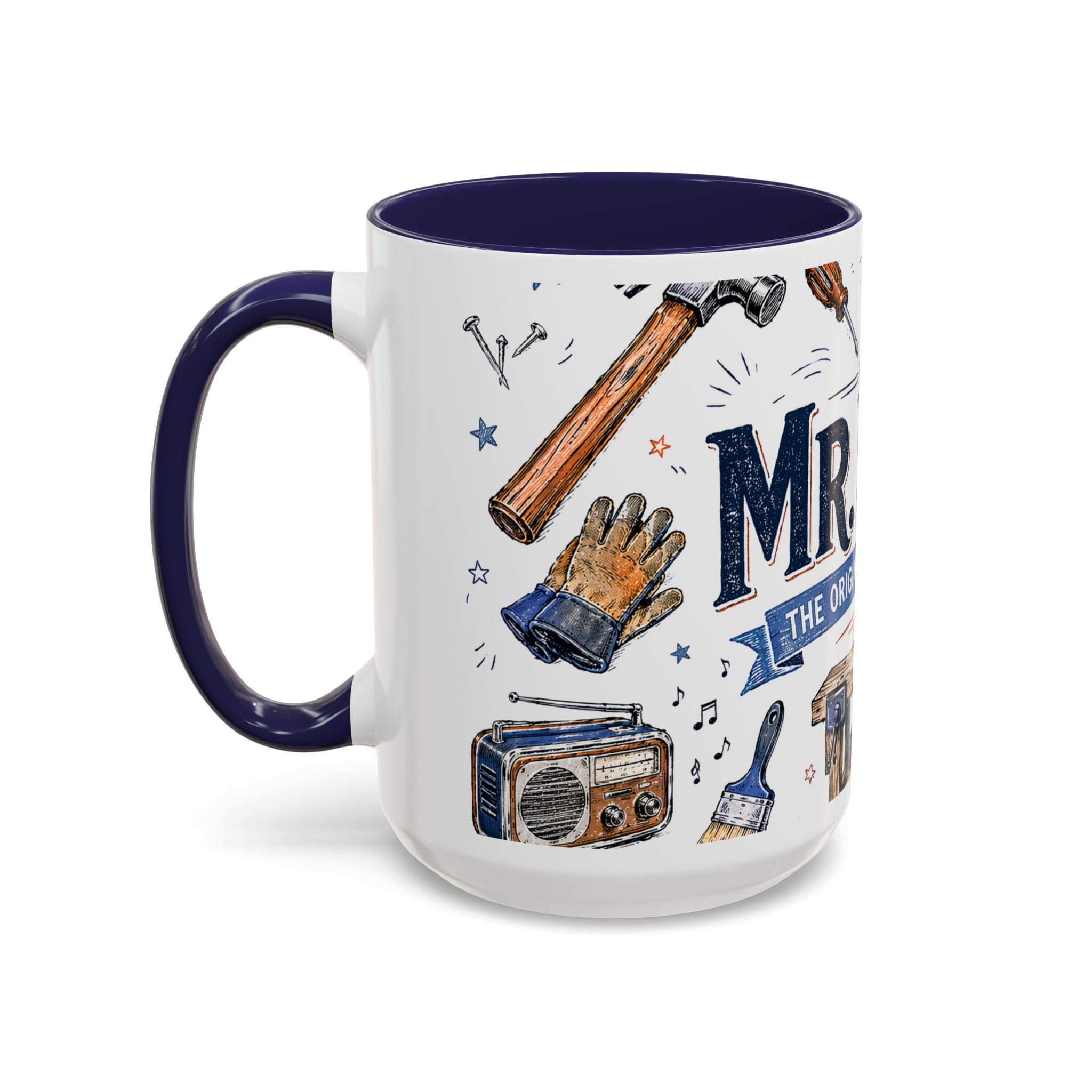 Mr Fix It Coffee Mug | Father's Day Gift for Dad | Accent Color Ceramic 11oz 15oz