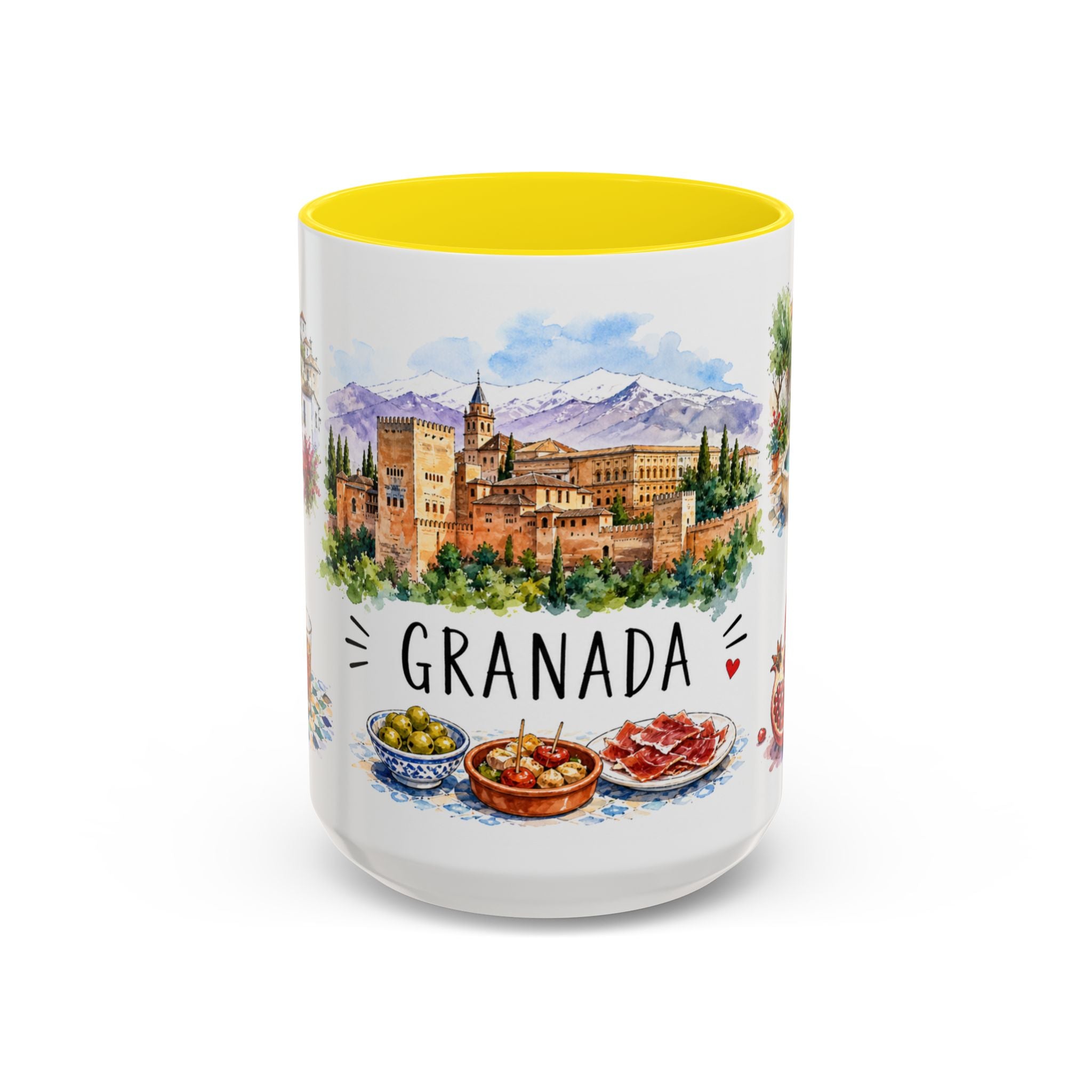 Granada Illustrated Travel Mug | City Souvenir Accent Coffee Mug | 11oz 15oz Ceramic Cup