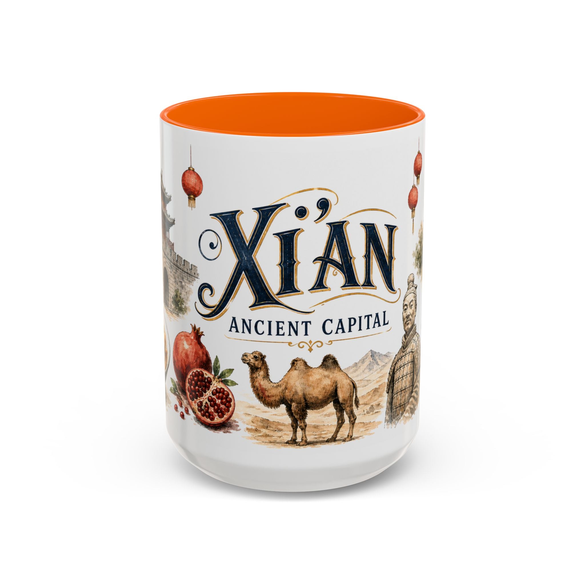 Xi'an Coffee Mug | China Travel Souvenir | Vintage Illustrated City Gift | 11 oz 15 oz Accent Mug