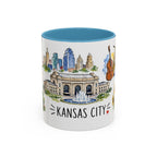 Kansas City Illustrated Travel Mug | City Souvenir Accent Coffee Mug | 11oz 15oz Ceramic Cup