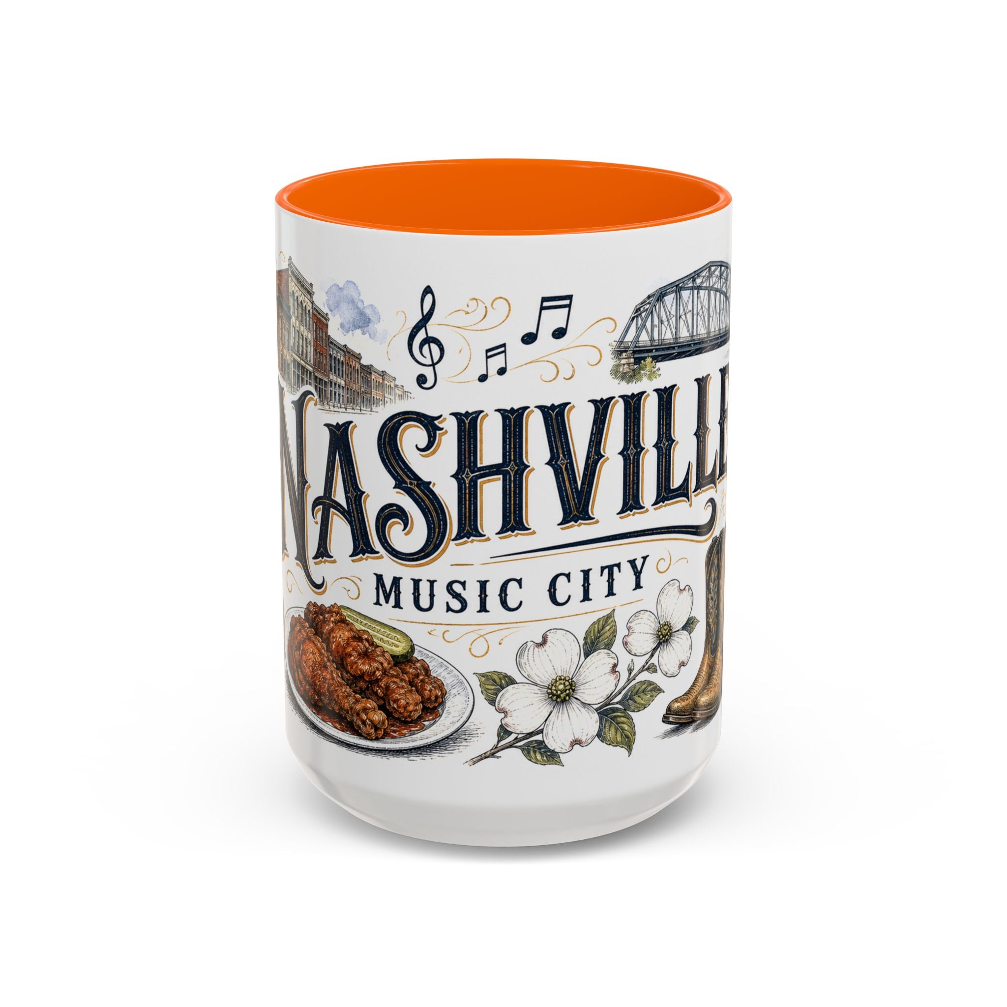 Nashville Coffee Mug | United States Travel Souvenir | Vintage Illustrated City Gift | 11 oz 15 oz Accent Mug