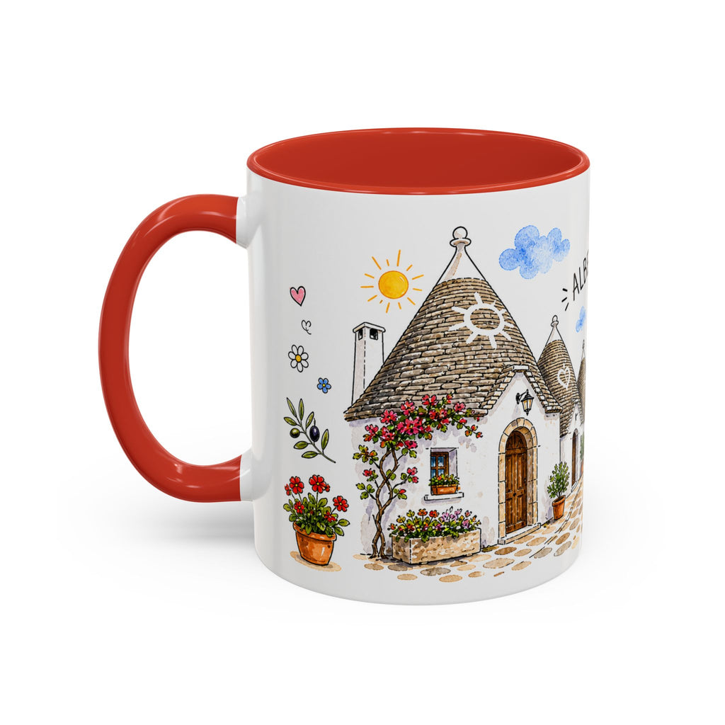 Alberobello Illustrated Travel Mug | Italy Souvenir Accent Coffee Mug | 11oz 15oz Ceramic Cup