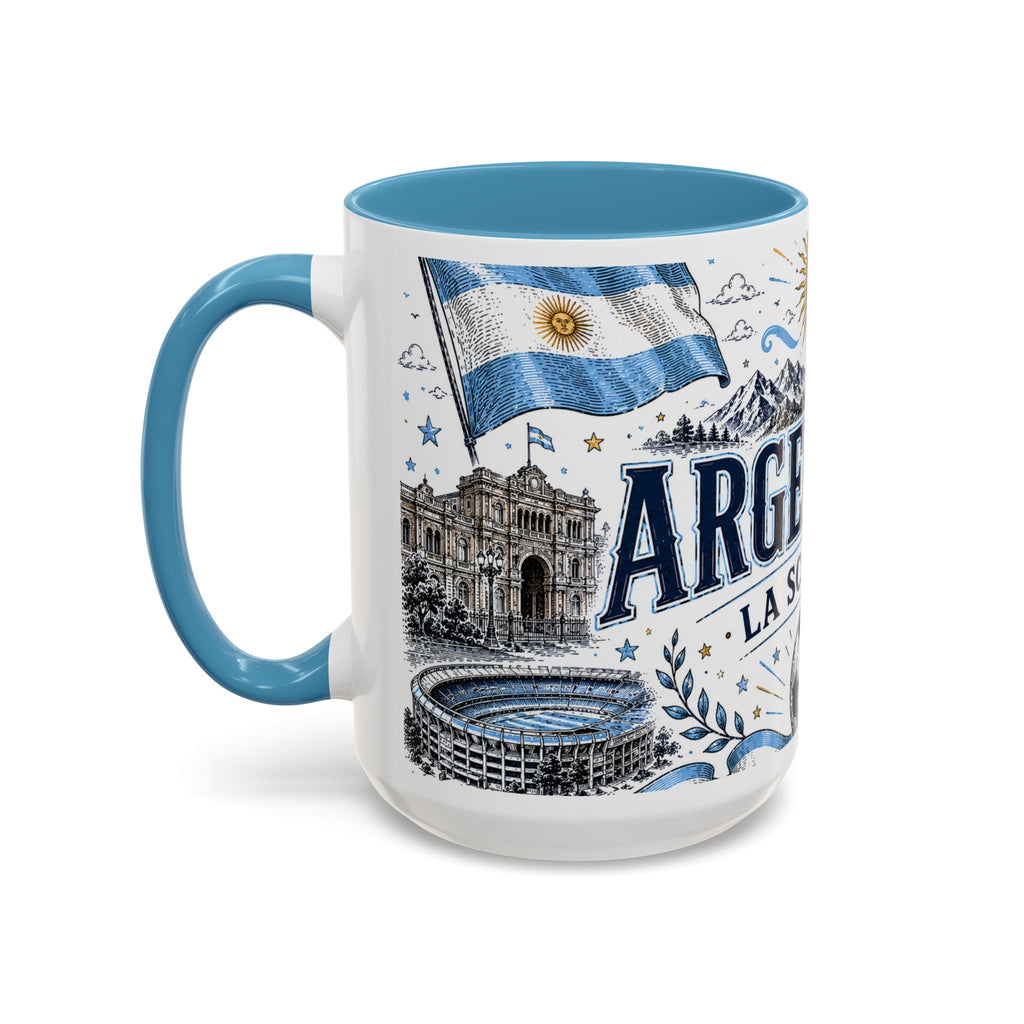 Argentina Soccer Coffee Mug | Soccer Fan Gift | Accent Color Ceramic 11oz 15oz Match Day Cup
