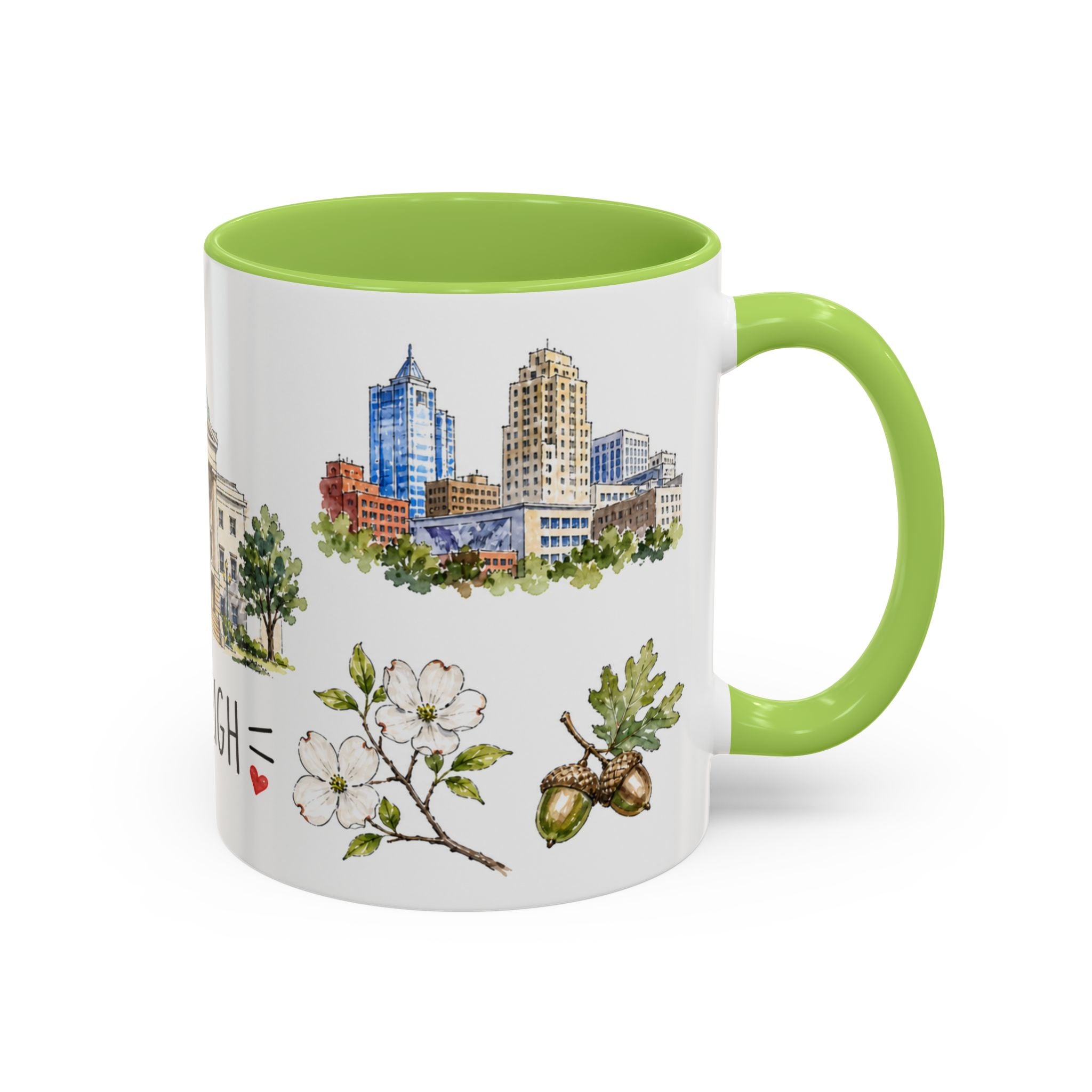 Raleigh Illustrated Travel Mug | City Souvenir Accent Coffee Mug | 11oz 15oz Ceramic Cup