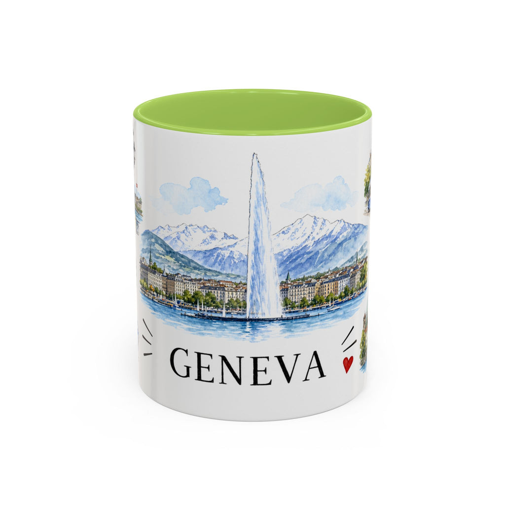 Geneva Illustrated Travel Mug | City Souvenir Accent Coffee Mug | 11oz 15oz Ceramic Cup