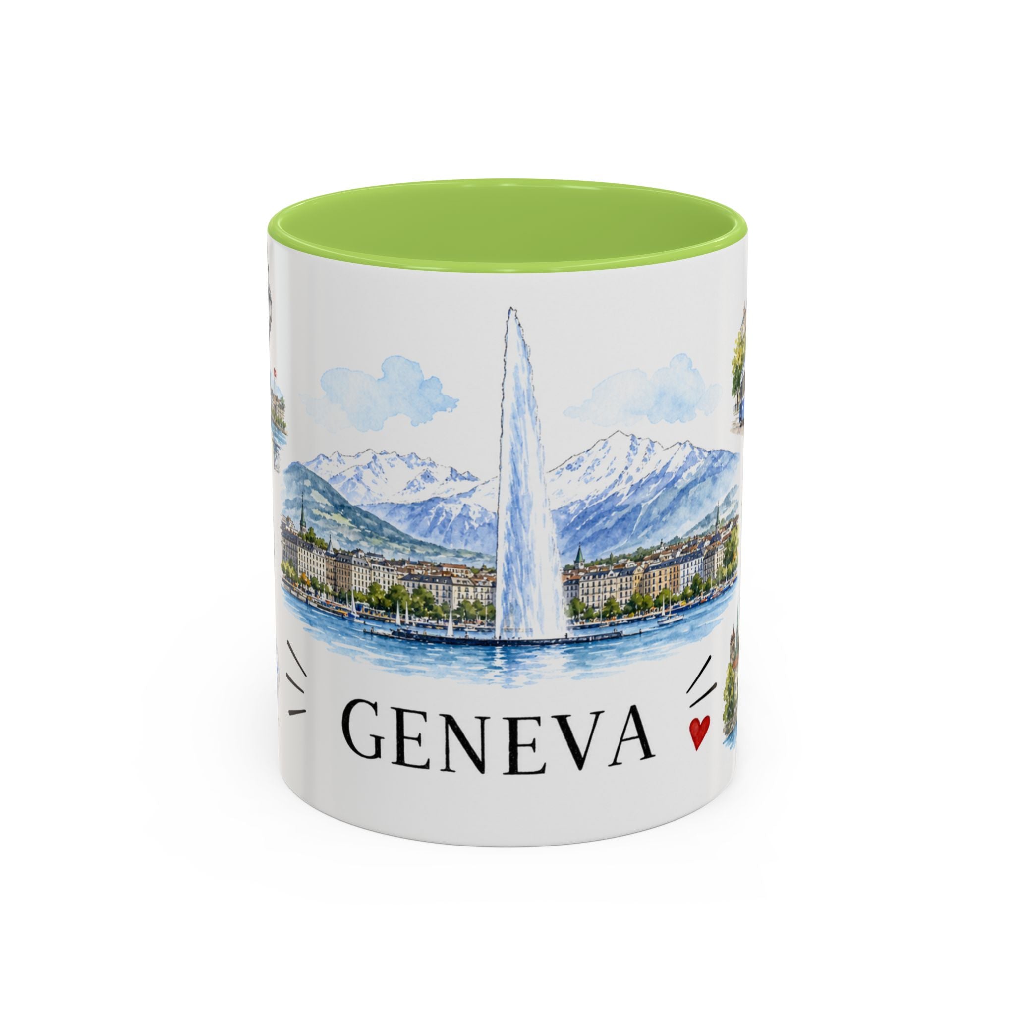 Geneva Illustrated Travel Mug | City Souvenir Accent Coffee Mug | 11oz 15oz Ceramic Cup